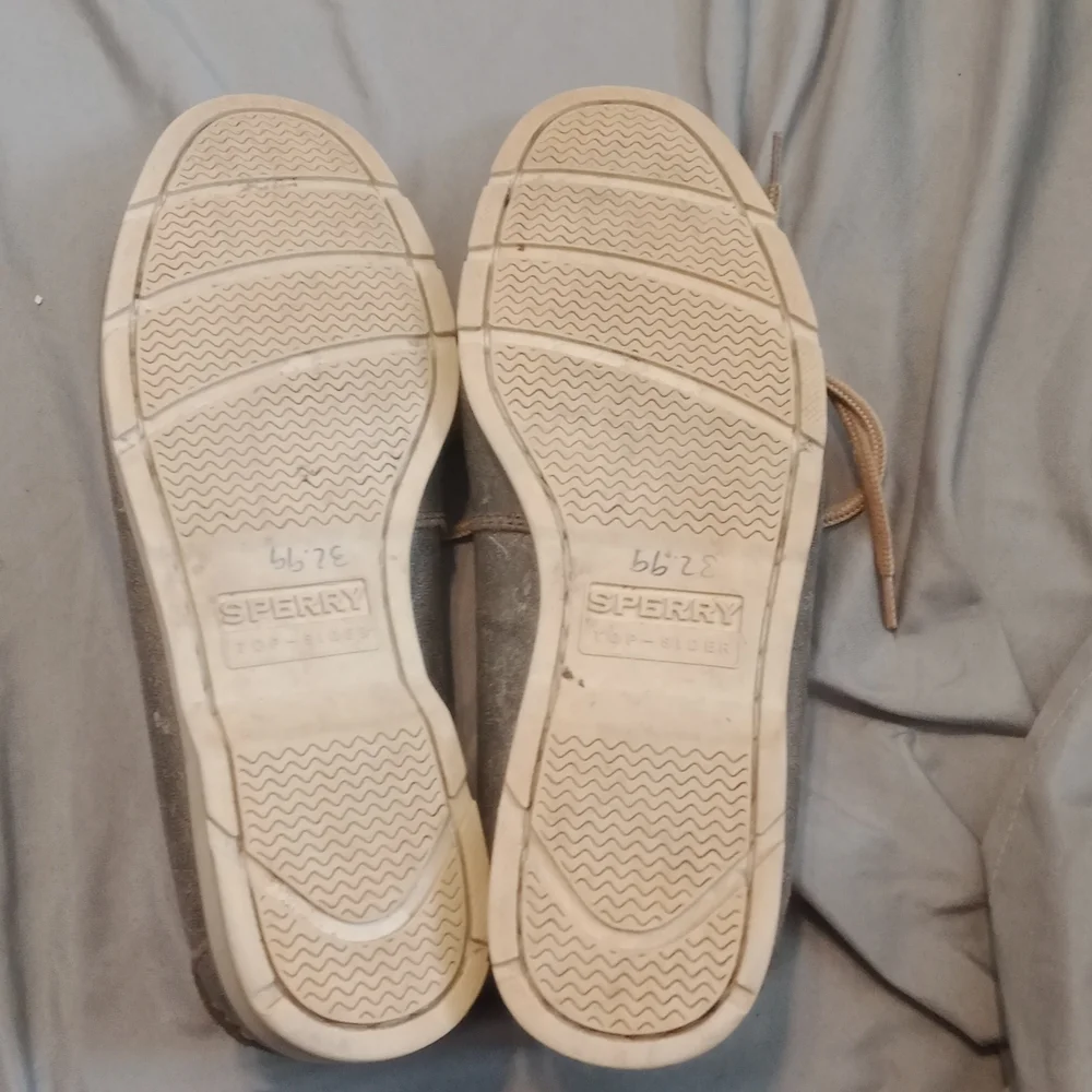 Sperry Top-Sider men tan and black boat shoes size 8 medium